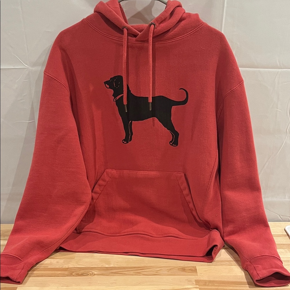 The Black Dog Red Hoodie with Black Dog Design